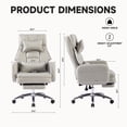 thumbnail image 3 of Swivel Executive Office Chair, 400LBS Big and Tall Desk Chair with Foot Rest and 24.7" Wide Seat, Leather Computer Chair with Reclining Function and Lumbar Support, Grey, 3 of 9