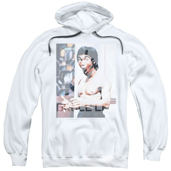 Bruce Lee Revving Up Adult Pullover Hoodie Sweatshirt White