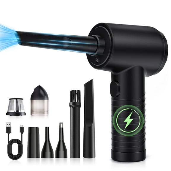 Compressed Air Duster 51000RPM 3 Gear Adjustable Multi-use Electric Duster with LED Light Portable Cordless Air Blower for PC Keyboard Cleaning Car Dusters No Canned Cleaner for Home Office, Black