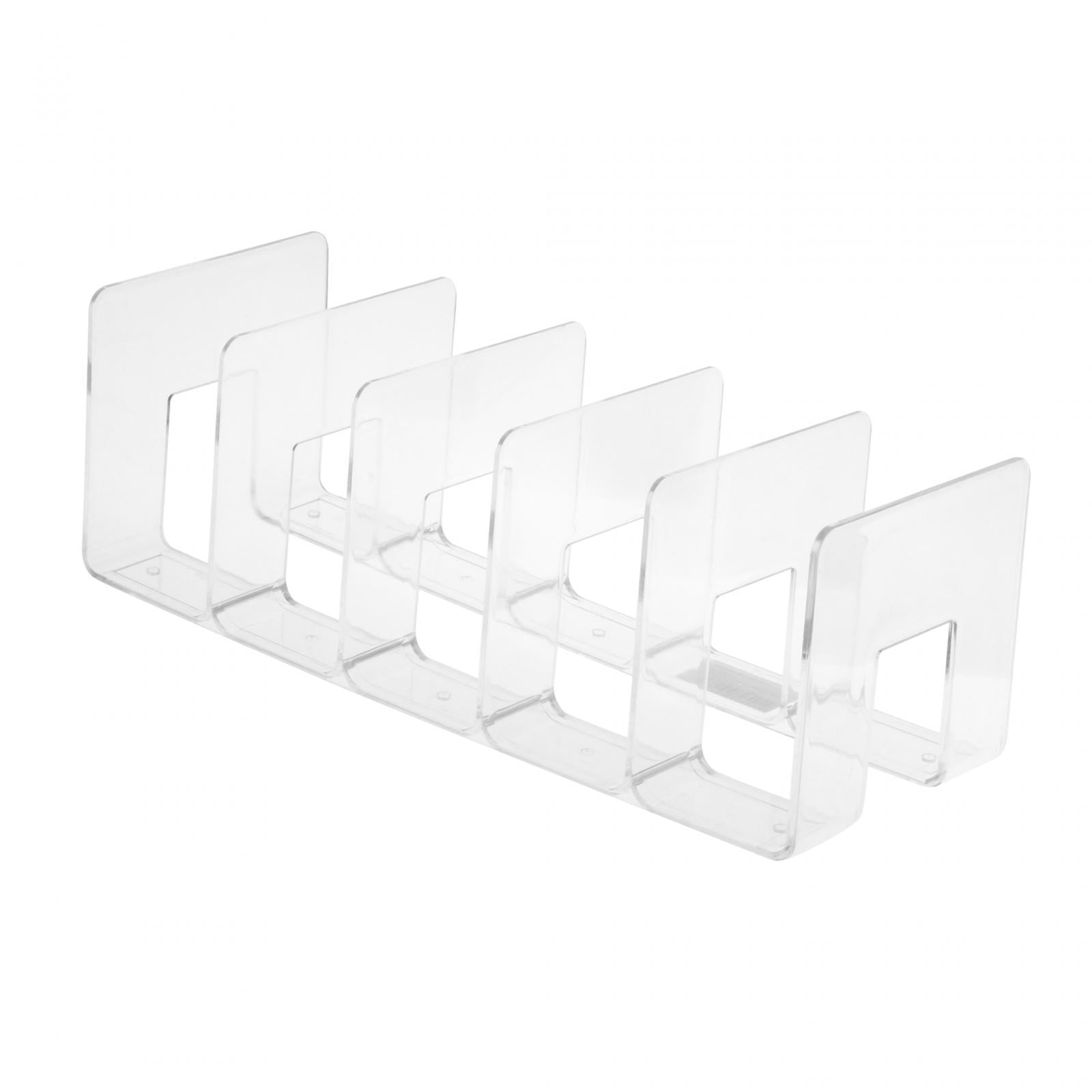 perfeclan Acrylic File Organizer 5 Compartment Book Stand s Display 5 Upright Section File Holder for Desk Home Bookcase Recipe