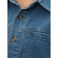 thumbnail image 5 of INSPIRE CHIC Women's Short Sleeve Denim Jacket Button Down Boxy Shirt Tops Casual Jean Jackets S Blue, 5 of 6