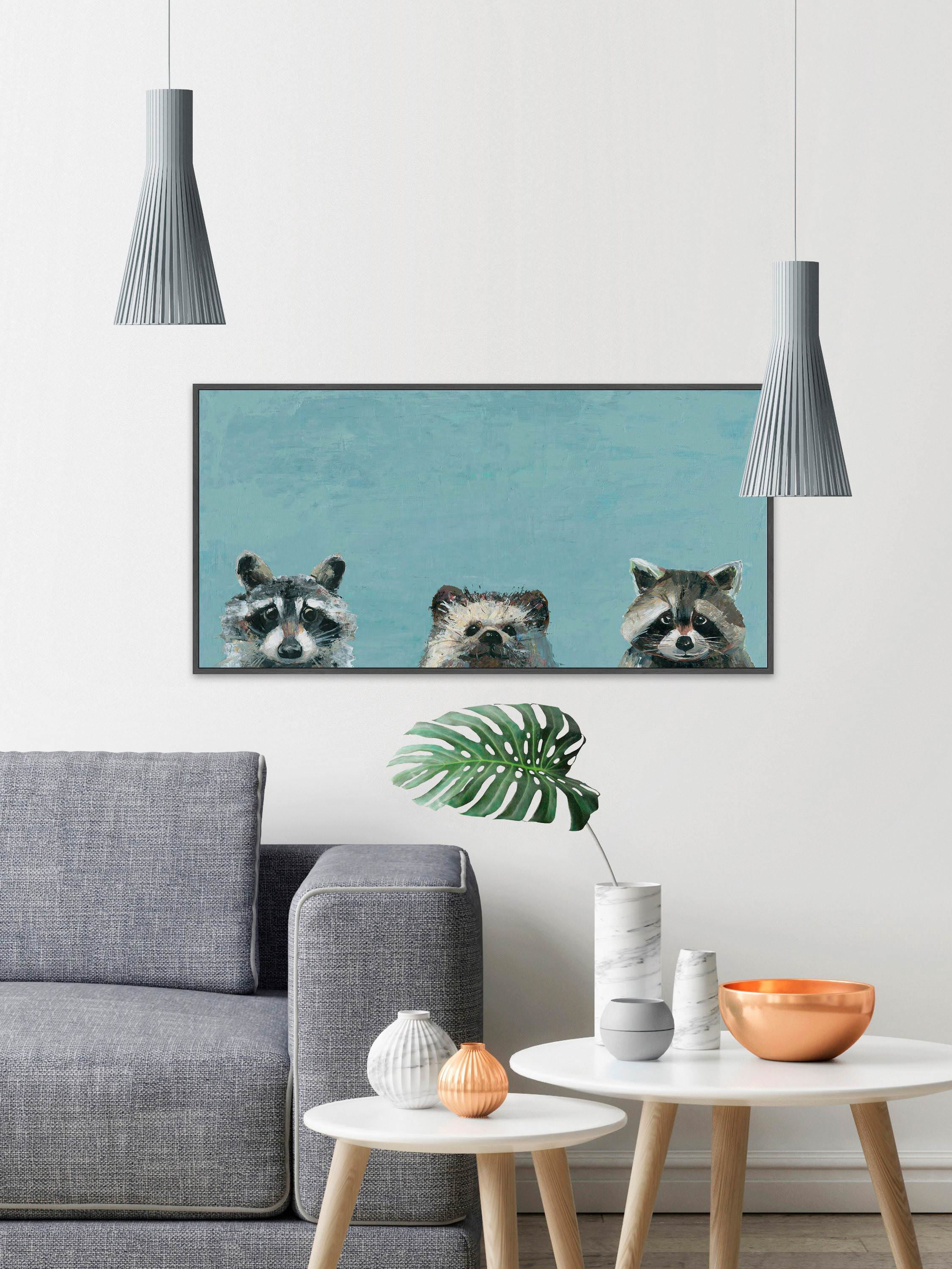 Three Cuties Floater Framed Painting Print on Canvas