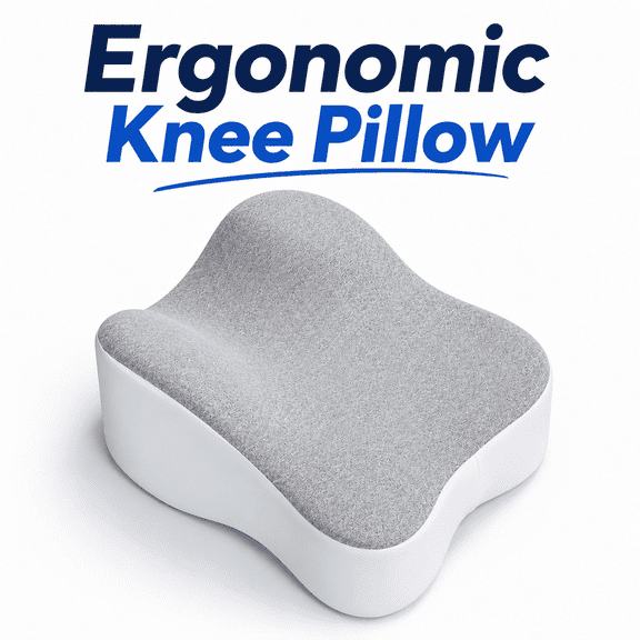 MEYRKLOE Large Memory Foam Knee Pillow for Side Sleepers, Between Legs Sleeping Cushion with Breathable Removable Washable Cover, Grey