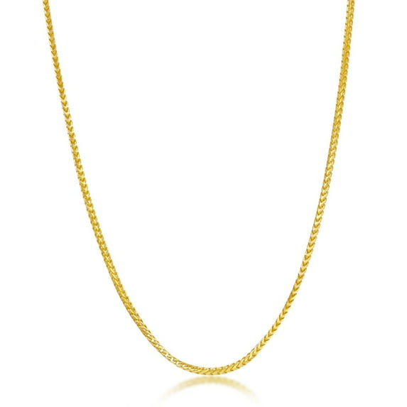 Beaux Bijoux Men’s and Unisex 2.3mm Franco Chain 24” Necklace 18K Gold Plated Sterling Silver Jewelry for Men Made in Italy