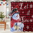 thumbnail image 6 of Shower Curtains Sets for Bathroom Decor Snowman Cardinal Red Black Buffalo Plaid Waterproof Bathroom Curtain with Hooks, Winter White Snowflake for Bathroom Decor,72x72IN, 6 of 9
