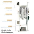 thumbnail image 4 of Solid Wood Coat Rack, Freestanding Heavy Duty Coat Tree with 2 Hanging Bars/Shelves & 5 Hooks, Easy to Assemble Clothes Rack for Entryway, Living Room, Bedroom, White Finish, 4 of 7