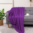 thumbnail image 2 of Unique Bargains Pure Cotton Soft Cable Knit Throw Blanket Purple 51" x 59", 2 of 8