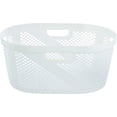 thumbnail image 3 of Superio 40L Dotted Style Laundry Hamper with Cutout Handles - White (2 Pack), 3 of 4