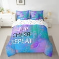 thumbnail image 2 of Castle Fairy Eat Sleep Cheet Team Twin Bedding Sets 7-Piece for Boys Girls,Abstract Gradient Ombre Bedding Comforter Set Microfiber,Girly Dreamy Dance Breathable Sheet Sets,Microfiber Bedroom Decor, 2 of 8