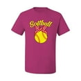 thumbnail image 2 of Wild Bobby, Cute Ribbon Bow Softball Mom Gift, Mother's Day, Men Graphic T-Shirt, Fuschia, Medium, 2 of 3