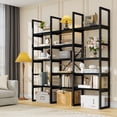 thumbnail image 2 of Triple 5-Tier Bookshelf - 71" Tall Industrial Bookcase with Sturdy Metal Frame, Black Modern Etagere Display Shelf for Living Room, Office & Bedroom Storage, 2 of 7