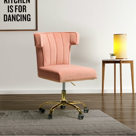 UPC: 0308075931411 | Modern Office Task Chair Home Metal Legs Adjustable Height Swivel Rolling Teens Pink