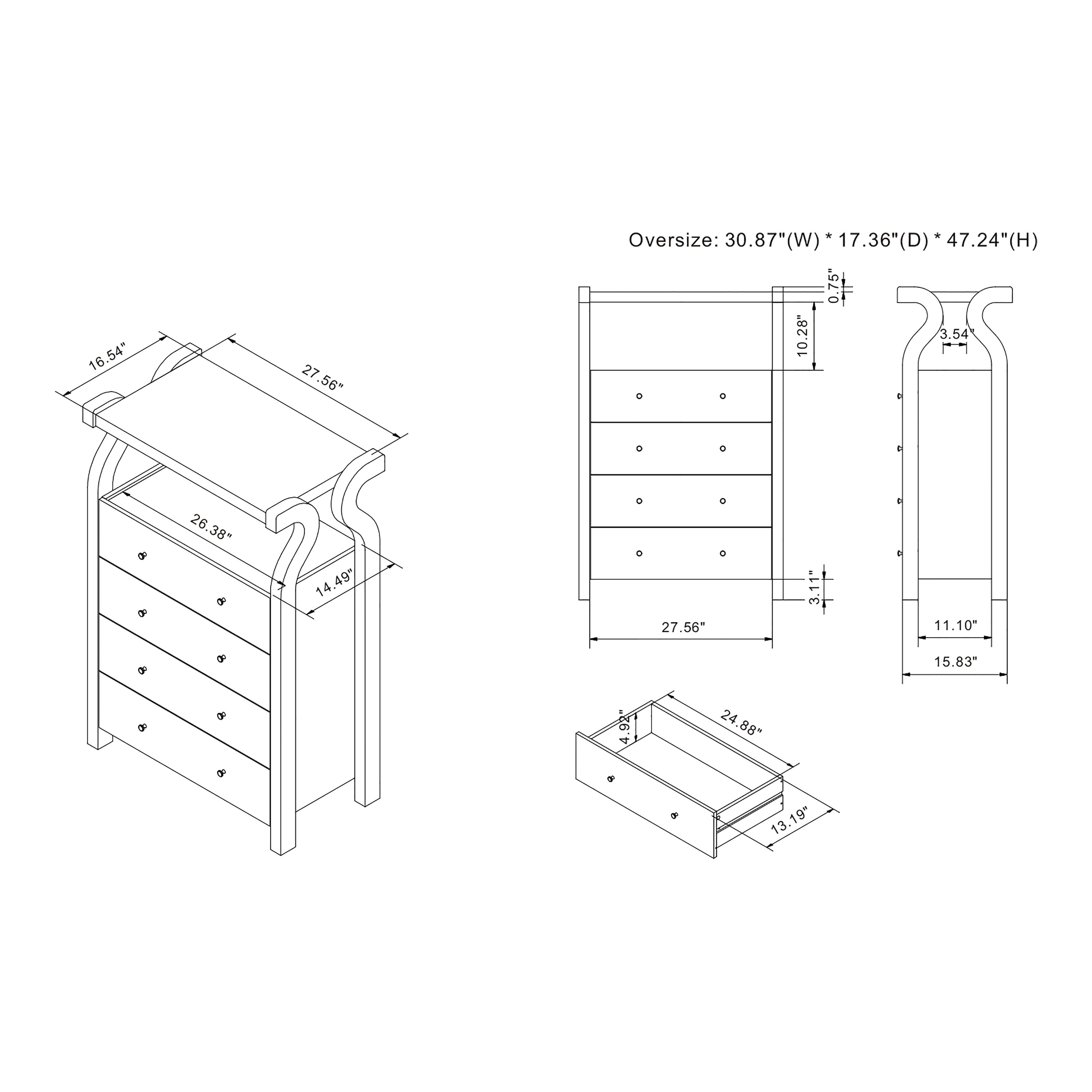 Furniture of America Draste 4-Drawer and 1-Shelf Wood Coastal White Chest