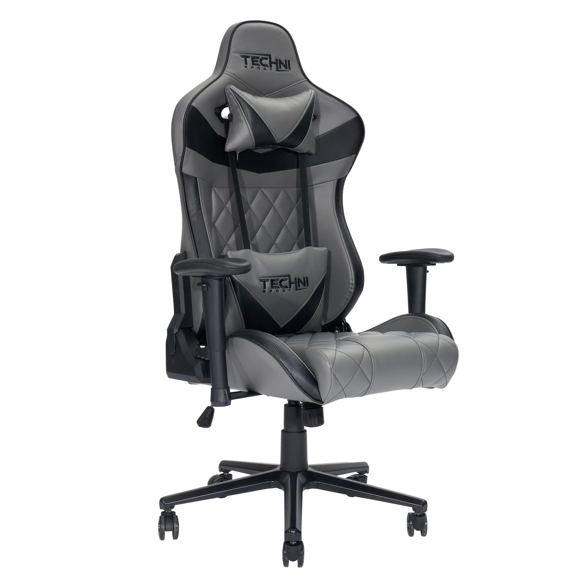 Techni Office Solutions 55.25" Vibrant Gray and Black Unique Techni Sports XL Comfortable Gaming
