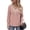 Hot Pink, variant on Women's V Neck Top Long Sleeve Smocked Cuff Blouse Eyelet Lace Trim for Casual Work Outings Relaxed Fit Shirt