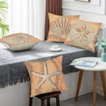 thumbnail image 4 of Nautical Coastal Throw Pillow Covers Set of 4 Ocean Theme Beach Starfish Seashell Conch Sand Dollars Linen Square Pillow Cases Outdoor Sofa Cushion Cover for Bed Living Room, 18" x 18", 4 of 5