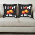 thumbnail image 3 of Set of 2 Decorative Throw Pillow Covers 18x18in - Playful Red Yellow Pumpkin Design with ' I LOVE THE TREATS ' Text for Couch Bed Car, 3 of 8