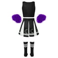 thumbnail image 4 of Alvivi Kids Girls Schoolgirls Cheer Leader Costume Cheerleading Team Uniform Dance Crop Top with Skirt Pom Poms Socks Black 5-6, 4 of 5