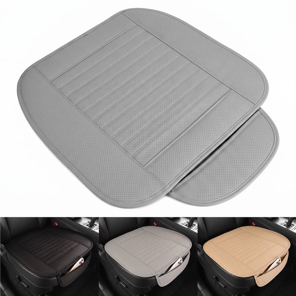 Gustave Universal Car Seat Cover, Car Front Seat Cushion Breathable PU Leather Pad Mat Non Slip Bottom for Auto Supplies Office Chair with Storage Pouch "Gray"