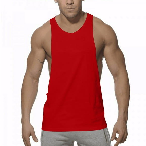 Taqqpue Men's Sleeveless Muscle Stringer Tank Top Cotton Moisture Wicking Cut Open Gym Training Bodybuilding Vest Shirts