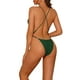 thumbnail image 3 of INSPIRAR CHIC Conjunto de Bikini de Triángulo de Leopardo para Mujeres 1 Pieza con Banda Ajustable en Cruz Traje de Baño Verde Esmeralda Grande, 3 of 5