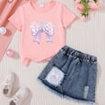thumbnail image 4 of Tiijoy Girls Short Sleeve Outfits Casual Flower Bow Graphic Tee Shorts Set, Sizes 4-5, 4 of 4