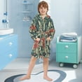 thumbnail image 5 of FORMRS Niños Bathrobe Unisex Hooded Robe Soft Plush Pajamas Sleepwear, Size 2-3T, Retro Christmas Poinsettia, 5 of 7