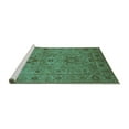 thumbnail image 2 of Ahgly Company Machine Washable Indoor Square Oriental Turquoise Blue Industrial Area Rugs, 6' Square, 2 of 4