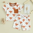 thumbnail image 2 of Bagilaanoe 2pcs Toddler Baby Boy Shorts Set Short Sleeve Letter Print T Shirt Tops + Shorts 6M 12M 18M 24M 3T Kids Casual Summer Clothes, 2 of 8
