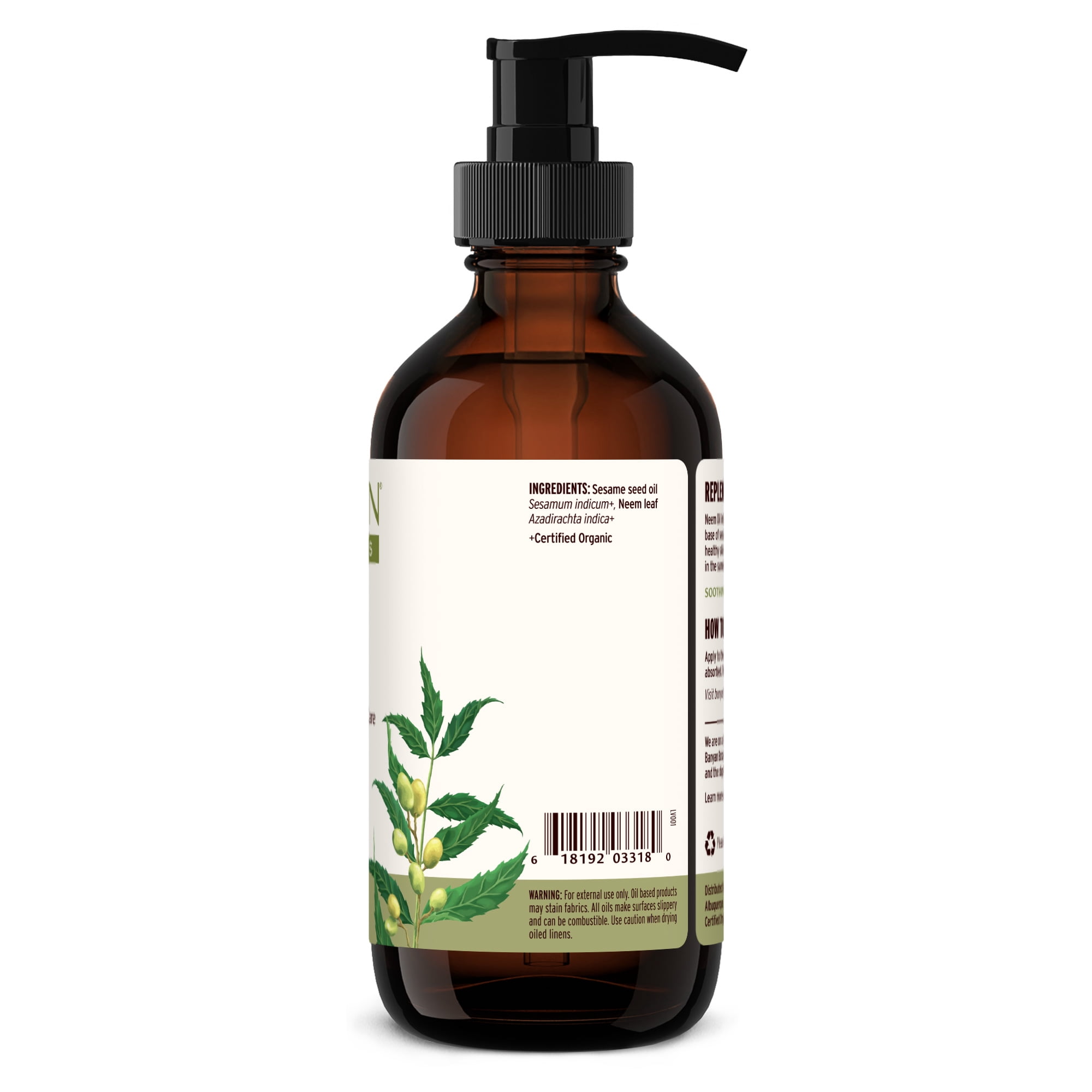 Banyan Botanicals Organic Neem Oil – Cooling & Soothing  Ayurvedic Neem Oil – Supports Healthy Radiant Skin – 8 oz. – Non-GMO Sustainably Sourced Abhyanga Massage Oil