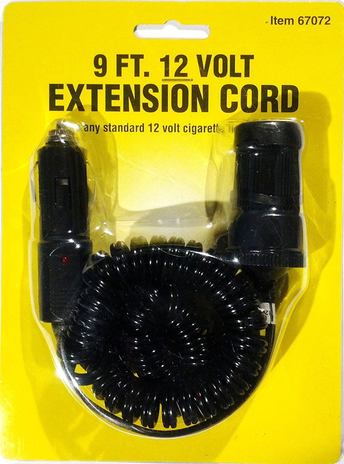 Extension Cord, 9 Ft., 12 Volt, Cigarette Lighter Outlet, Fits Any