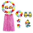 thumbnail image 4 of 8 piezas grandes coloridas una de hierba diadema pulseras gafas juego de pinzas para el pelo (colorido) , Rosa 80cm, 4 of 6