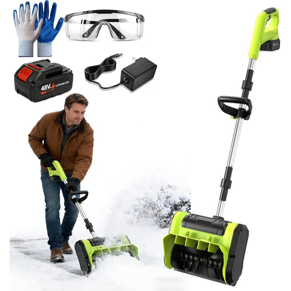 Pelle à Neige Électrique Sans Balais et Sans Fil, Souffleuse à Neige Sans Fil de 12 Pieds', Chasse-Neige à Piles, Pelle Électrique à Direction Réglable pour Outil de Déneigement des Sentiers, Patios, Terrasses et Entrées