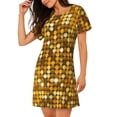 thumbnail image 2 of Fotbe Bright Shiny Golden Pattern Women's Cotton Nightgown Sleepwear Short Sleeves Shirt Casual Print Sleepdress, 2 of 6