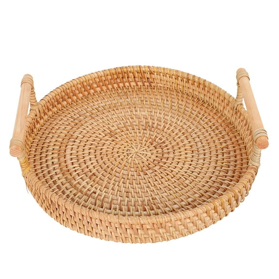 Zehuanyu Rivet Nuts Small Fish Wall Decorations Rattan Tray 32.00X32.00X6.50CM Beige