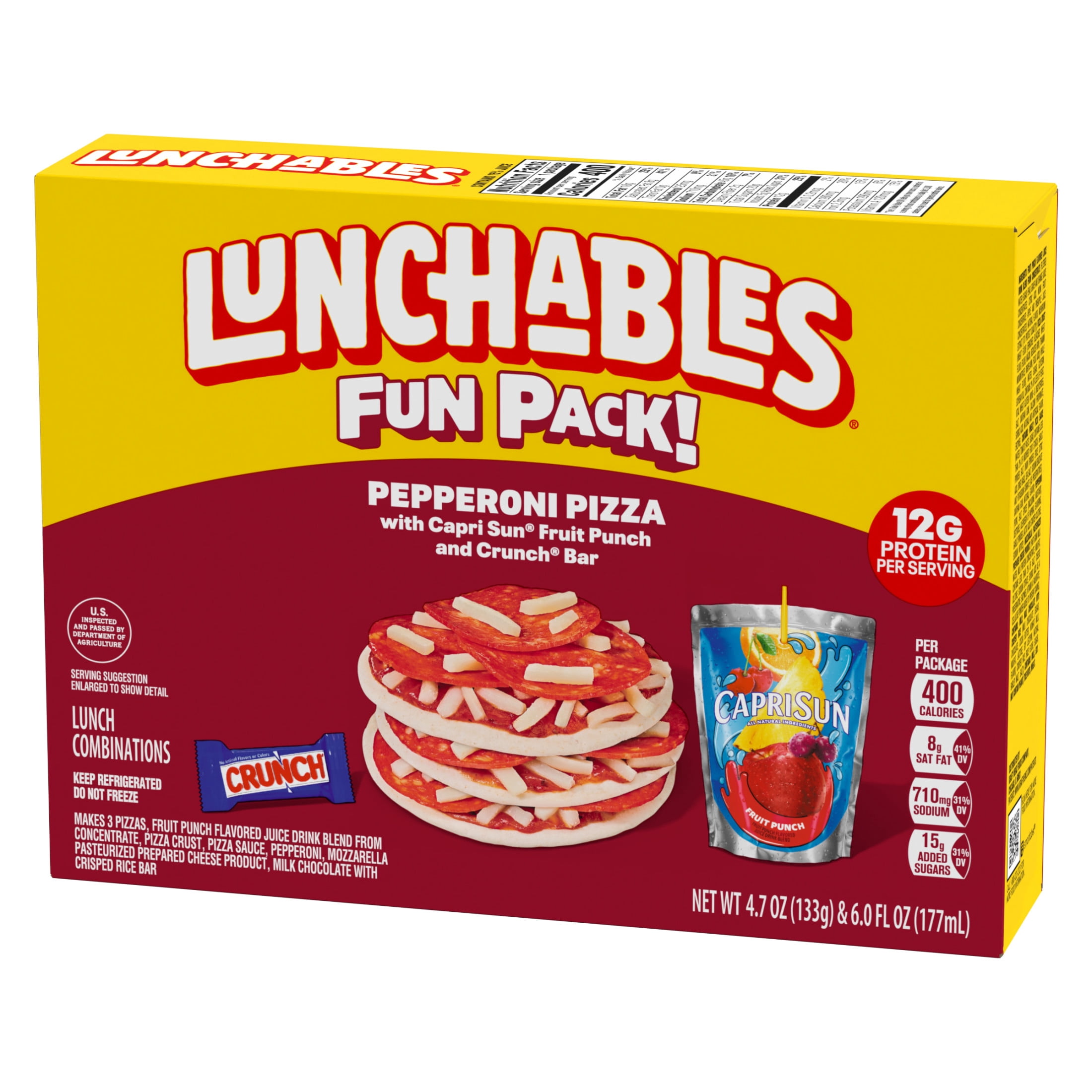 Lunchables Pepperoni Pizza with Capri Sun Fruit Punch and Crunch Bar Fun Pack, 4.7 oz & 6 fl oz Package