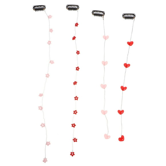 4pcs Long Hair Clips Fashion Love String Hairpins Floral Headdress Invisible Hair Accessories for Women Girls Students