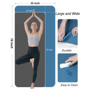 YR Wide Yoga Mat 76x35 TPE Non-Slip Durable Exercise Mats with Carry Bag, 10mm Thick Blue