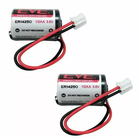2Pcs EVE ER14250 3.6V LS14250 1/2 AA Size 1200mAh Li-ion Battery with Plug