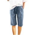 thumbnail image 2 of Miluxas Knee Length Linen Women Bermuda Shorts Elastic Waist Athletic Long Shorts Casual Summer Yoga Shorts Blue 12(XXL), 2 of 6