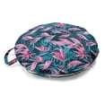 thumbnail image 1 of Exotic Round Floor Cushion with Handle, Aloha Bird of Paradise Blooms Tropical Leaves Flourishing Jungle Graphic, Pillow for Living Room & Dorms, 18" Round, Pink and Petrol Blue, by Ambesonne, 1 of 4