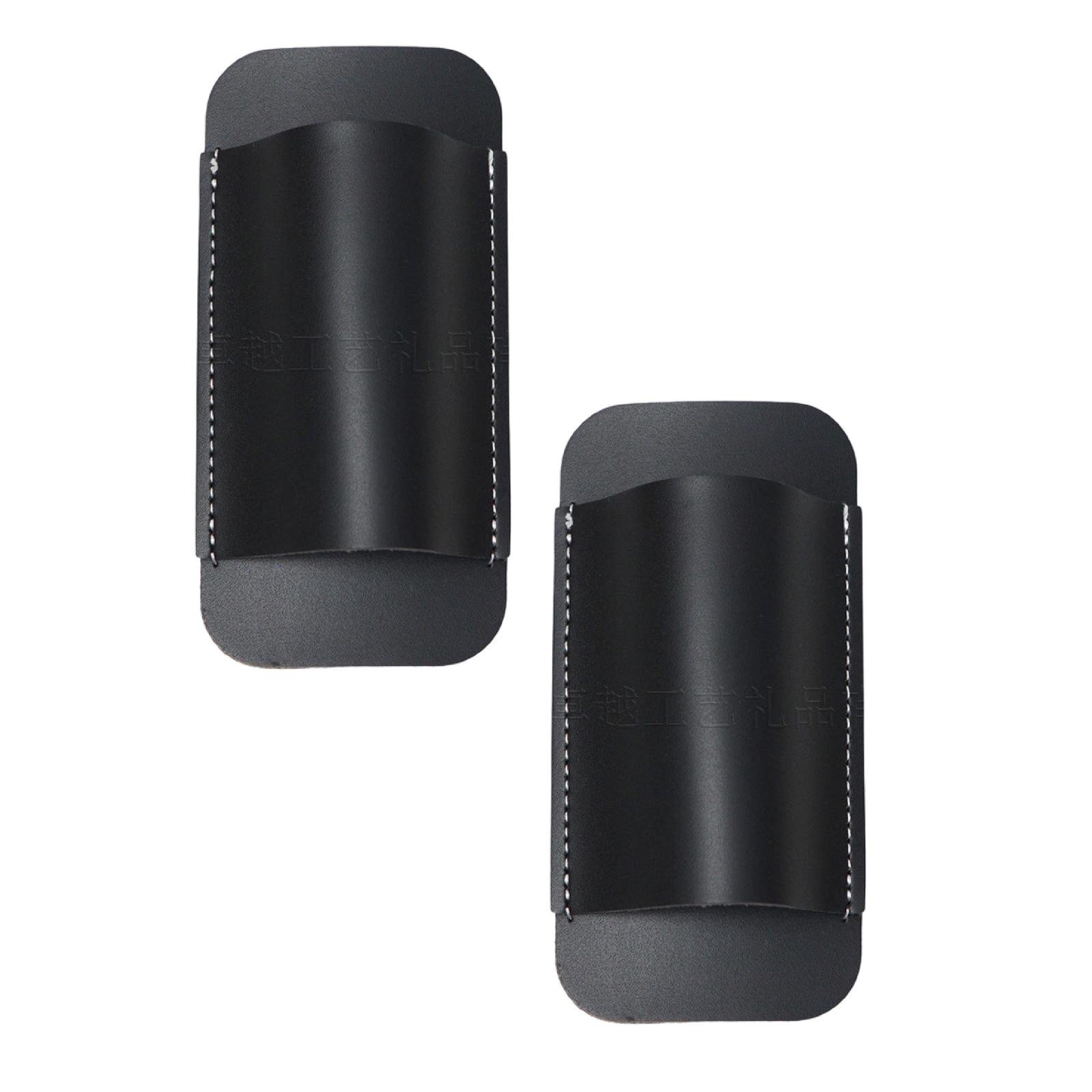 VMWMSSR 2 Pack Genuine Leather Folding Knife Sheath Set Edc Belt Knife Holster For Everyday Carry Outdoor Use Black-2PCS-11.8x5.7cm