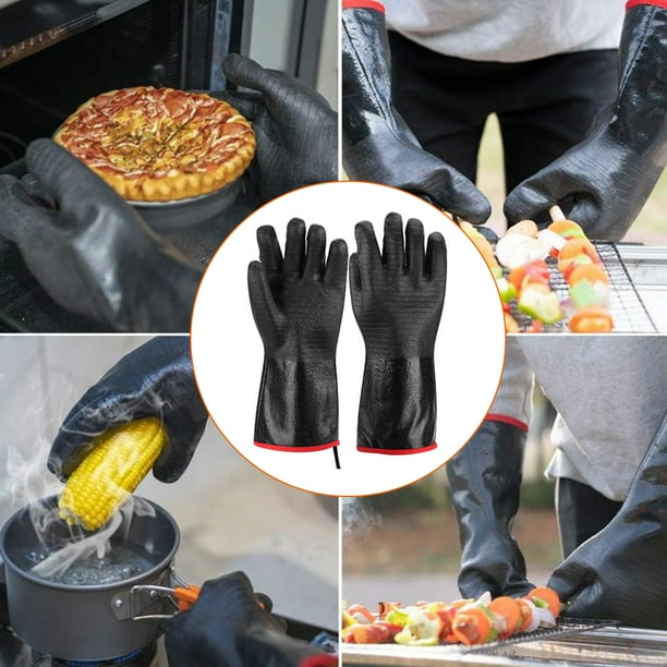 Guantes de Aislamiento Térmico, Guantes Resistentes Al Calor Resistentes Al FUEGO DOBLE Capa Gran Comodidad COMODAD APERAMBLE PARA ACAMPAR PARA BARBACOA PARA COCINA