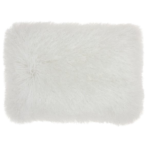 White Super Shaggy Throw Pillow
