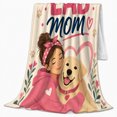 thumbnail image 2 of Proud Labrador Mom Dog Mom Illustration Artistic Design, Playful Pet Portrait Pattern, Warm Flannel Blanket for Living Room and Reading Nook, Dog Moms Friendship Gift, Pet Lover Home Decor, 2 of 9
