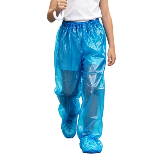 Kids Rain Pants, Waterproof Overpants with Attached Shoe Covers, Thick Durable Protective Rainwear for Boys and Girls(Blue,4-13 Years)