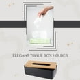 thumbnail image 4 of Black Tissue Box Cover Padang with Bamboo Top - Elegant Design for Home and Office - Enhance Décor and Organization, 4 of 8