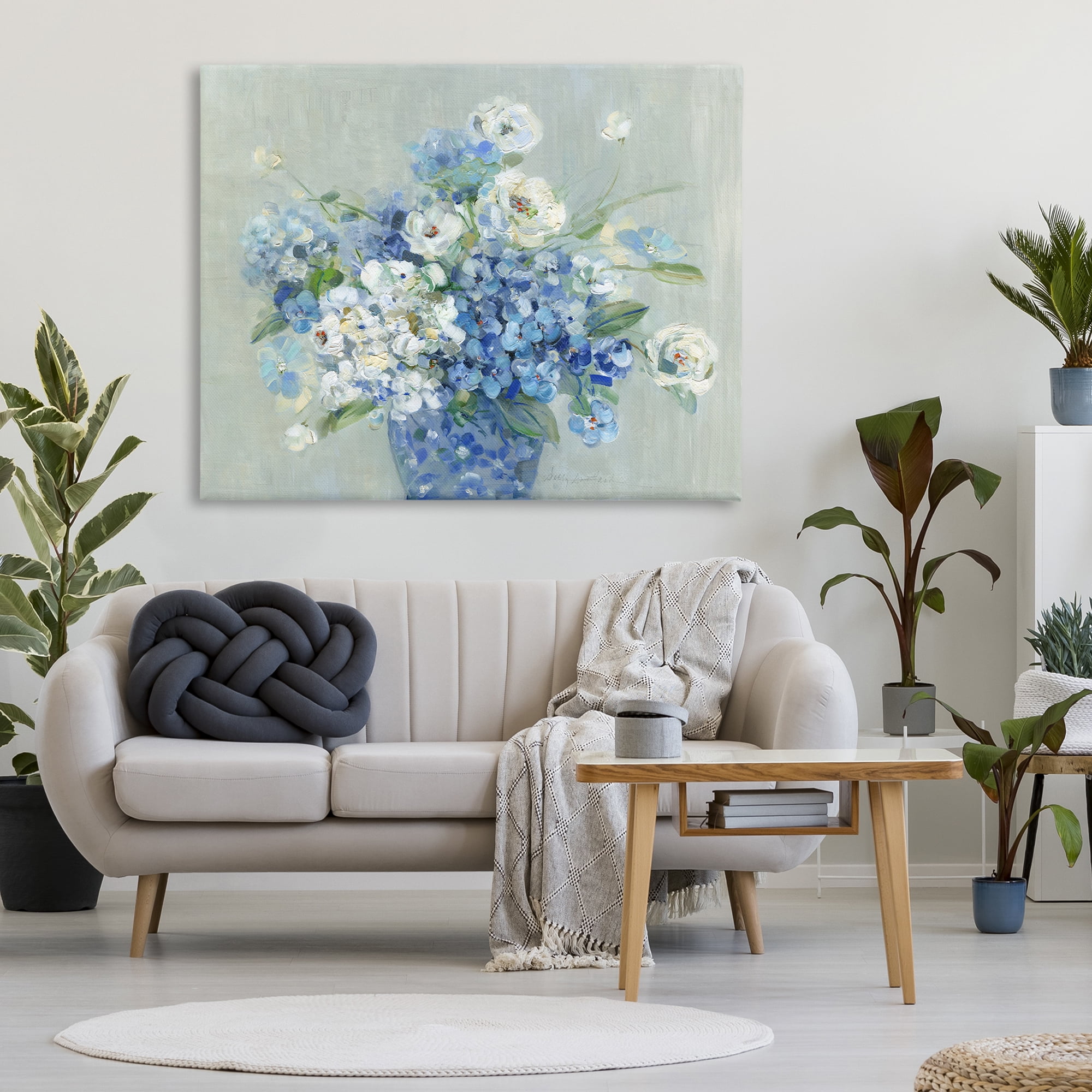Stupell Industries Serene Blue And White Bouquet Canvas Wall Art, design by Sally Swatland