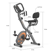 leikefitness Folding Stationary Bike Recumbent Exercise Bike w/Arm Resistance Bands-Pulse Sensor-LCD Monitor and Easy to Assemble Indoor Cycling Bike 2280