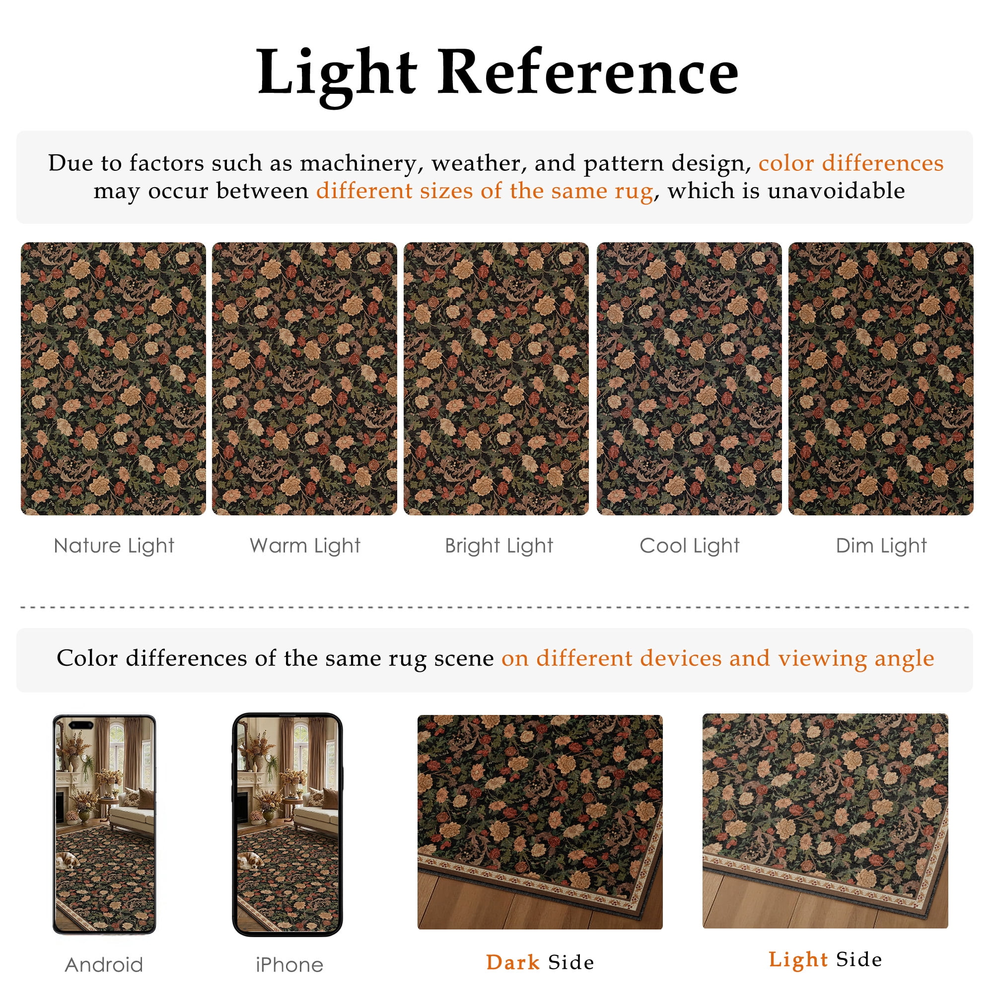 BERTHMEER 6'x9' Area Rugs for Living Room Bedroom Dining Room Farmhouse Kitchen Office Oriental Vintage Traditional Floral Rugs Machine Washable Non Slip Indoor Carpets,Black